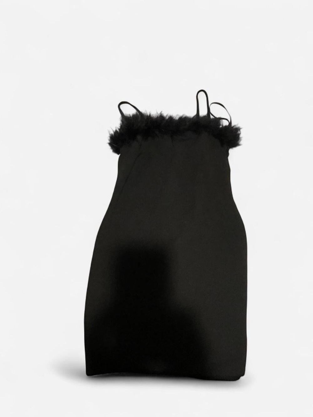 Darling Black Feather-Trim Mini Dress